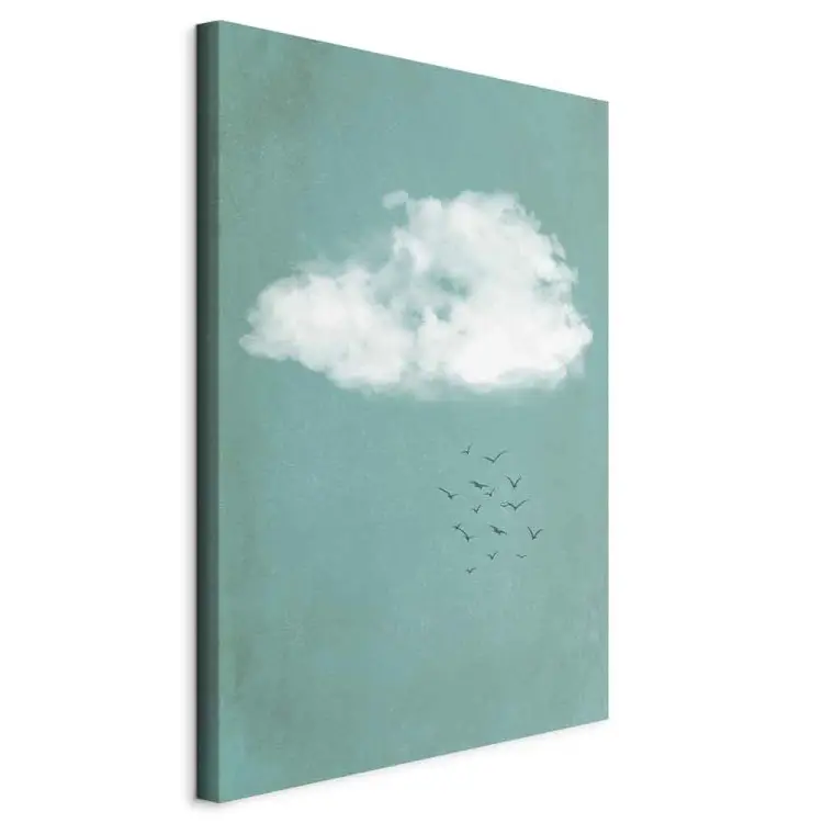 Nubes y pájaros - paisaje de cielo en pastel en estilo japonés