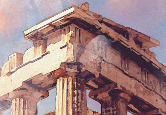 Cartel Partenón pintado - edificio histórico en Atenas en acuarela