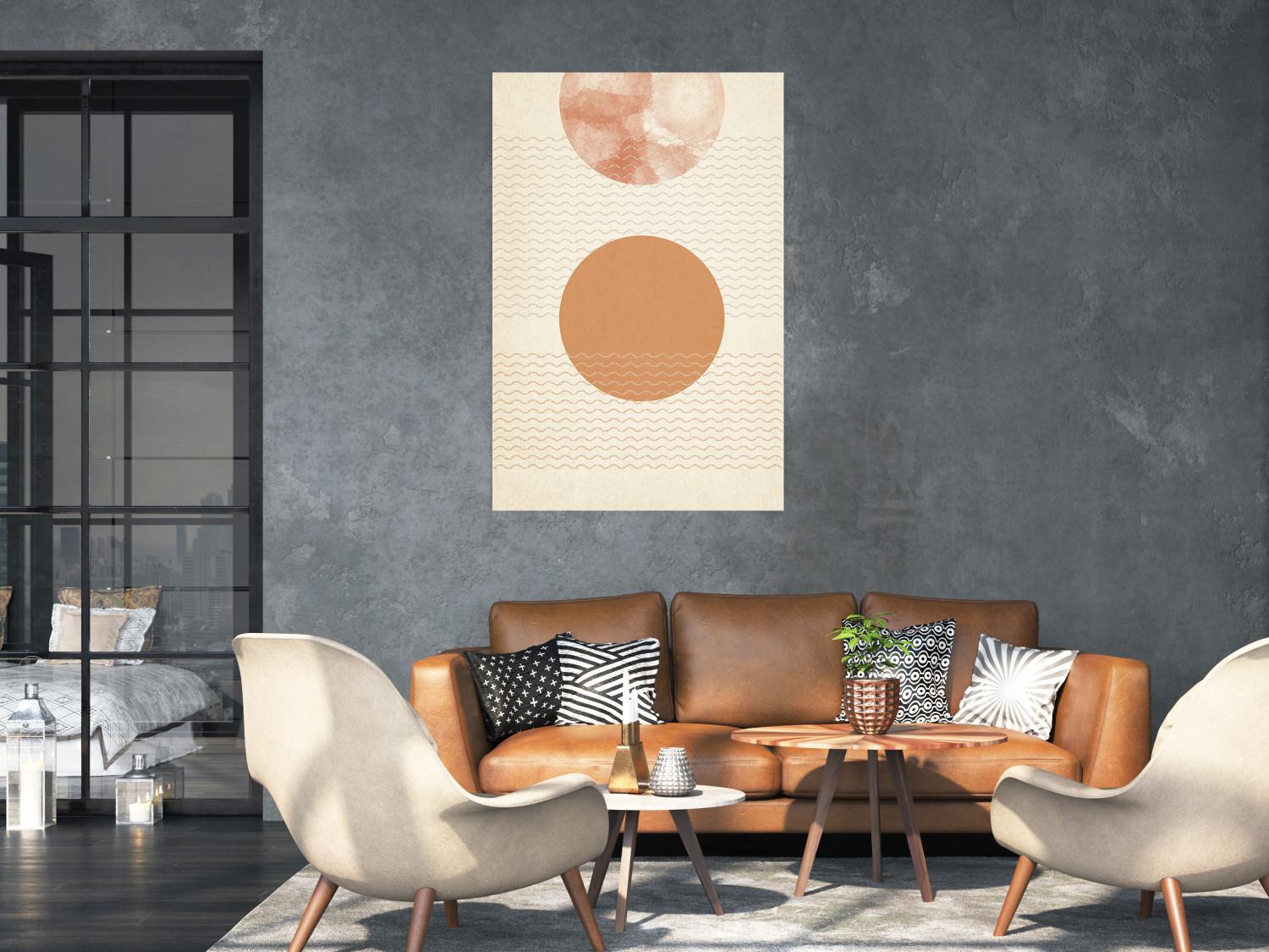 Póster Eclipse solar - círculos y franjas naranjas en un tema abstracto