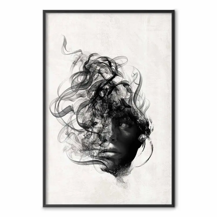 Pensamientos dispersos - rostro femenino en tema abstracto