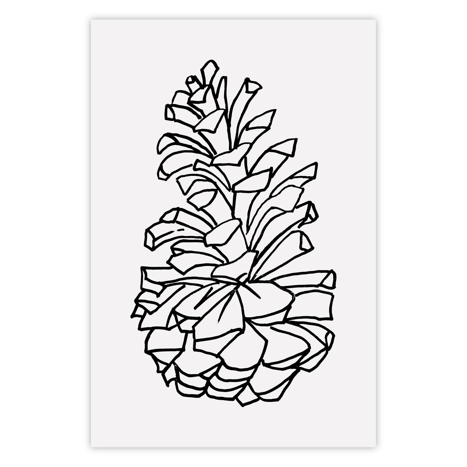 Cartel Scent of the forest - dibujo negro de cono en fondo blanco