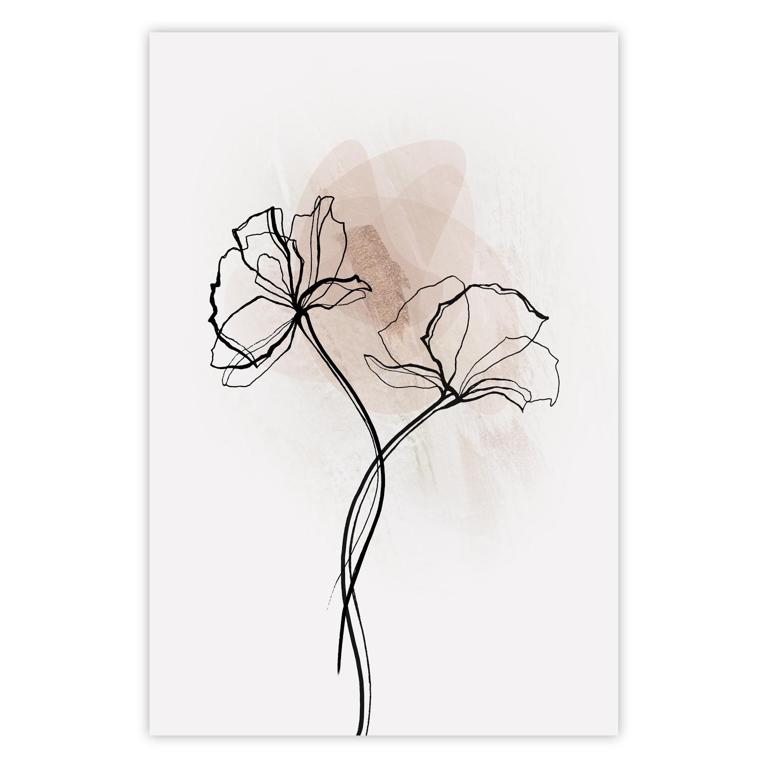 Poster Camino al sol - planta con flor sobre fondo lineal claro