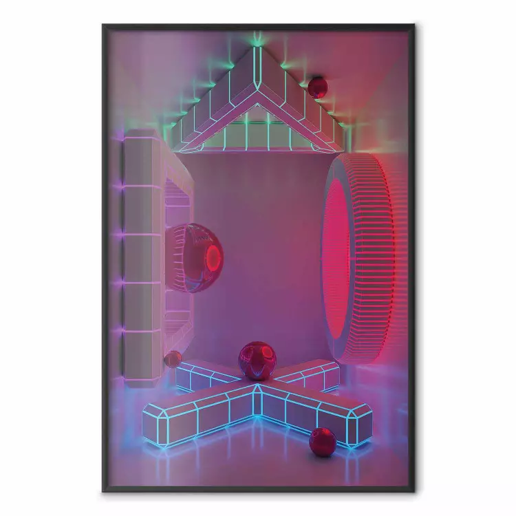 Cuatro paredes - figuras geométricas con neón en estilo abstracto