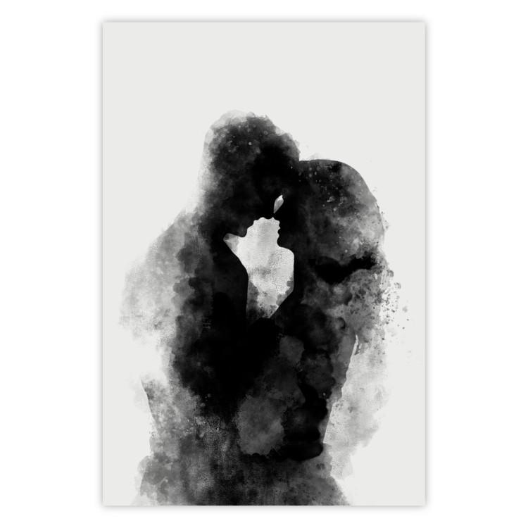 Memoria de un beso - pareja de enamorados en negro en acuarela tema
