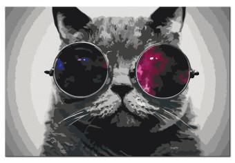Cuadro para pintar con números Cat With Glasses