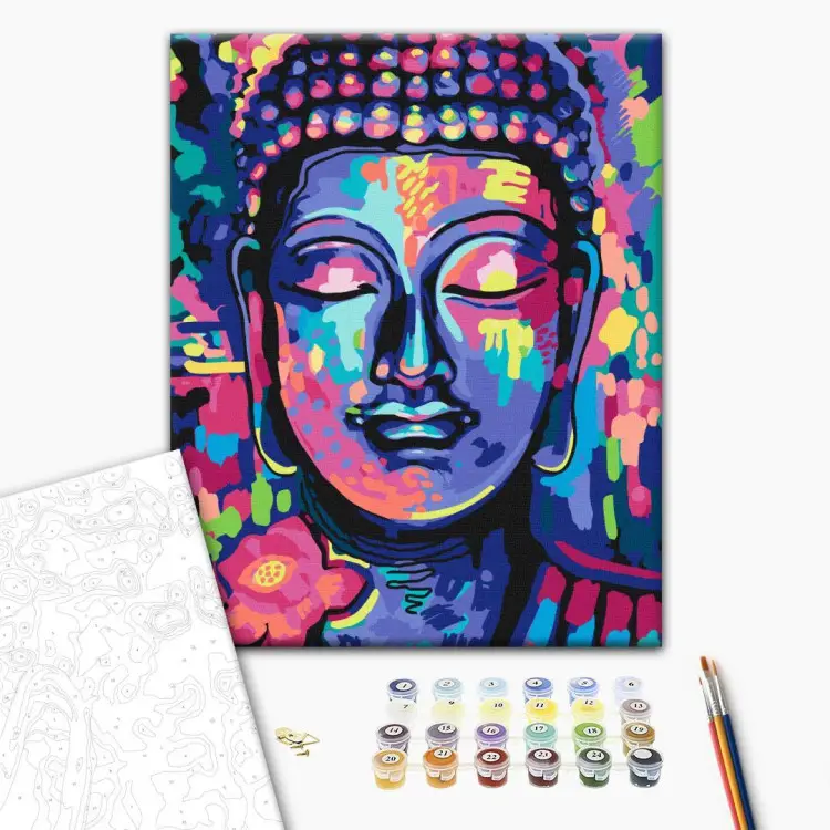 Kit De Pintura Por Números Buda De TISHIRON | Lienzo 40x50 Cm Con Acrílicos | Manualidad Relajante Para Adultos