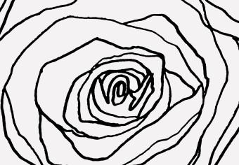 Cuadro moderno Rosa en el pelo - silueta lineal de una mujer con una flor