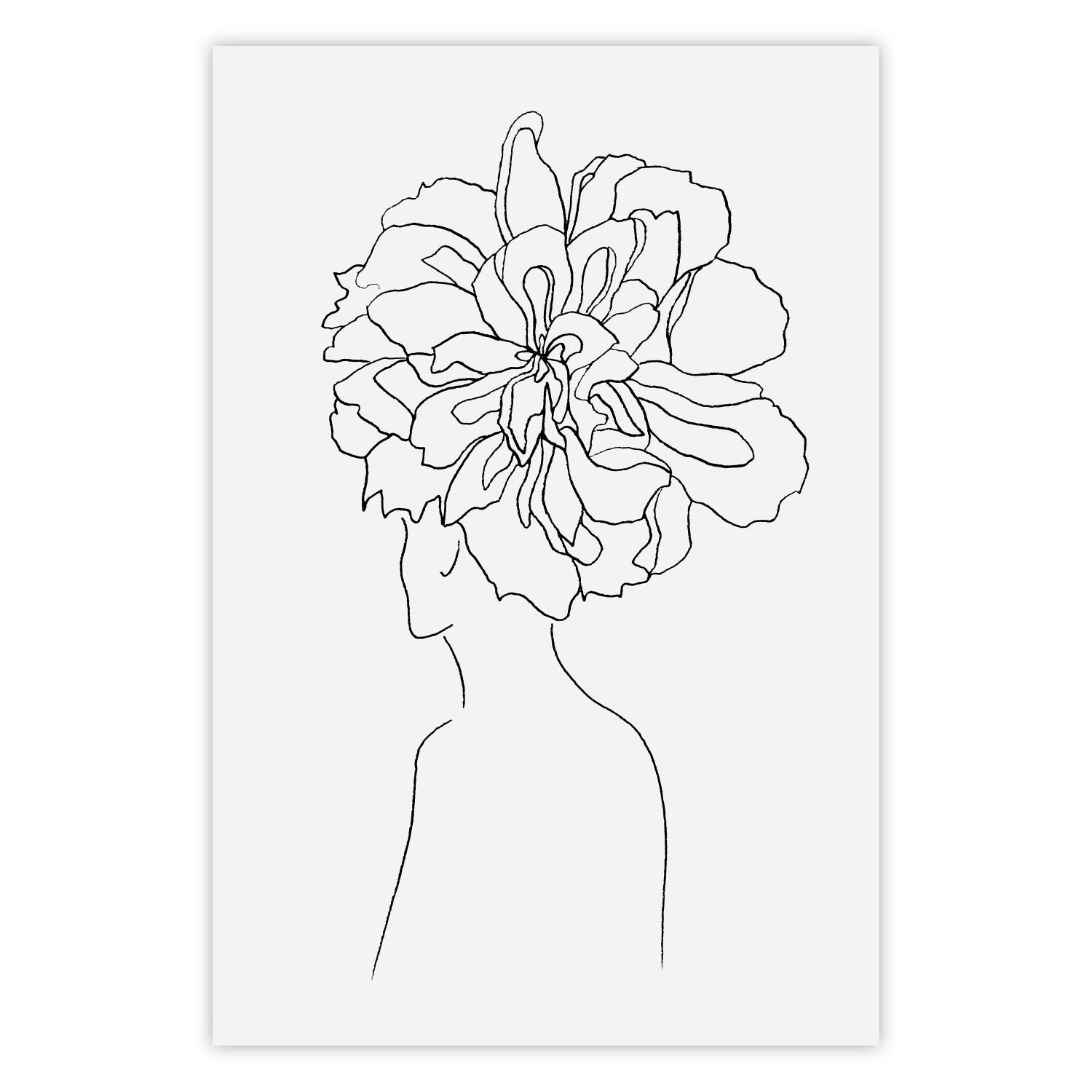 Póster Centro de recuerdos - arte abstracto de mujer con flores