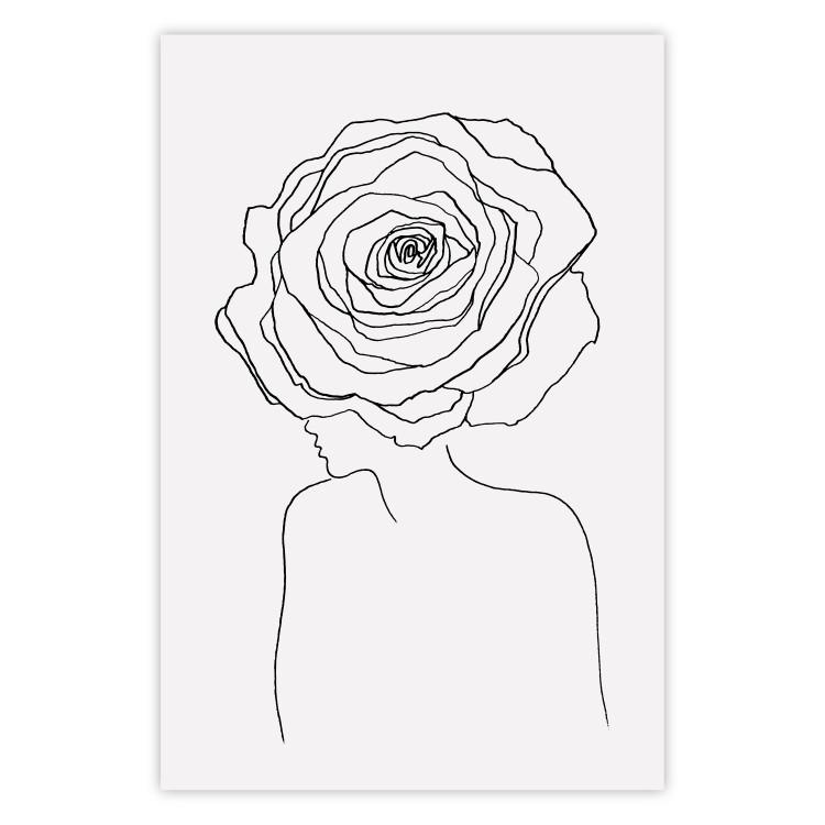 Mirada invertida - dibujo negro de mujer con flores