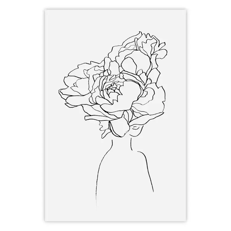 Sobre las flores - dibujo abstracto de mujer con flores