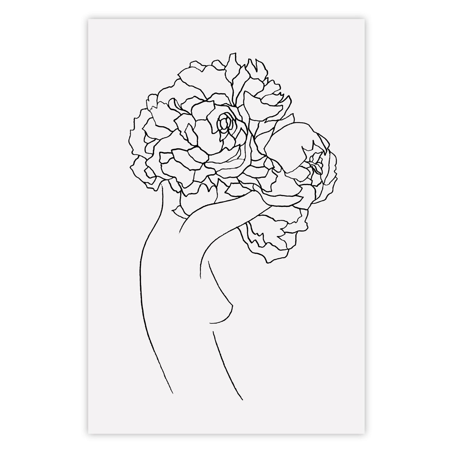 Cartel Jardinera - arte abstracto de mujer con flores