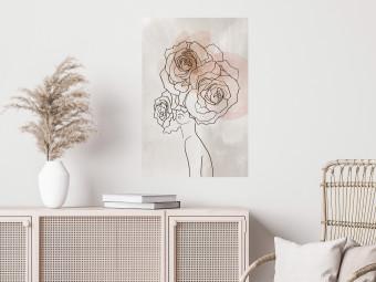 Cartel Anna y rosas - línea de arte abstracto de mujer con flores