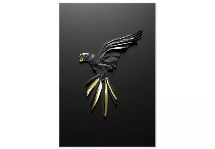 Loro negro (1 pieza) vertical - pájaro con textura geométrica