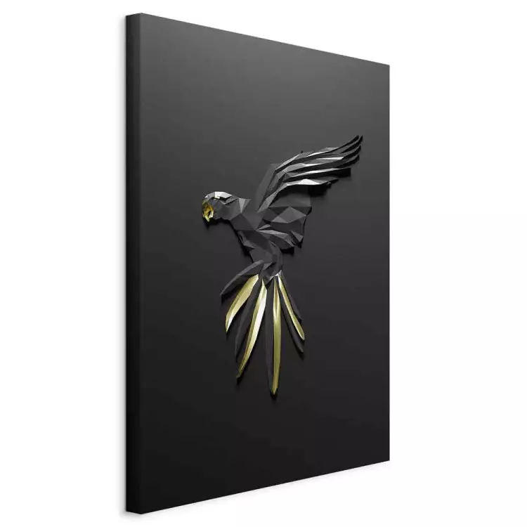 Loro negro (1 pieza) vertical - pájaro con textura geométrica