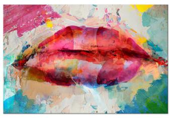 Cuadro decorativo Labios artísticos (1 pieza) ancho - abstracción de labios de colores