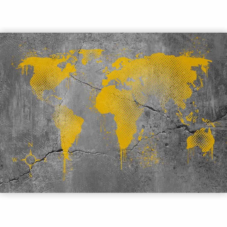 Mundo industrial - mapa amarillo de continentes en cemento