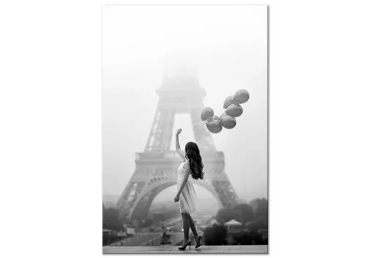 Walk in the wind (1 pieza) vertical - mujer en París con globos