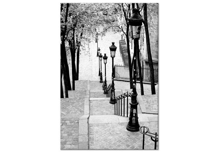 Montmartre (1 pieza) vertical - aceras en blanco y negro en París