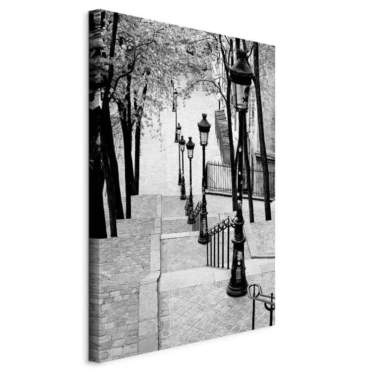 Montmartre vertical - aceras en blanco y negro en París