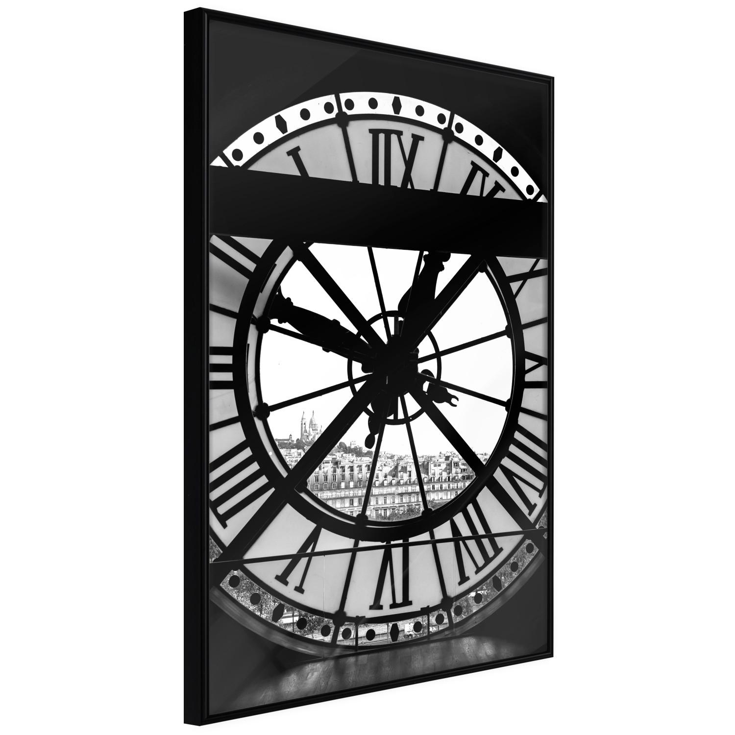 Set de poster Reloj del Museo de Orsay - arquitectura en blanco y negro de un reloj