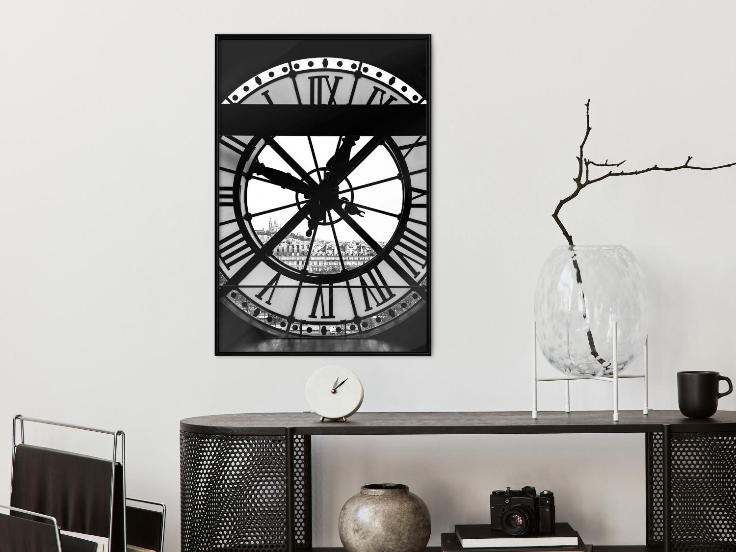 Set de poster Reloj del Museo de Orsay - arquitectura en blanco y negro de un reloj
