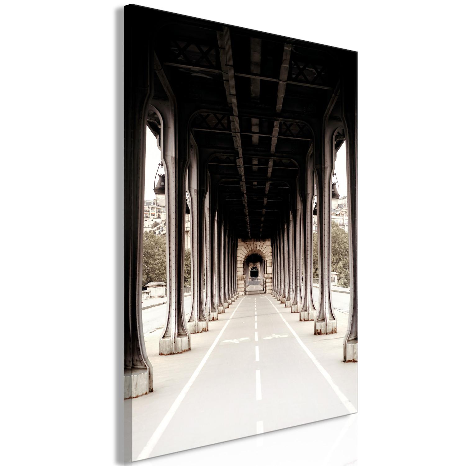 Cuadro decorativo Puente sobre el Sena - fotografía en sepia de la arquitectura de París