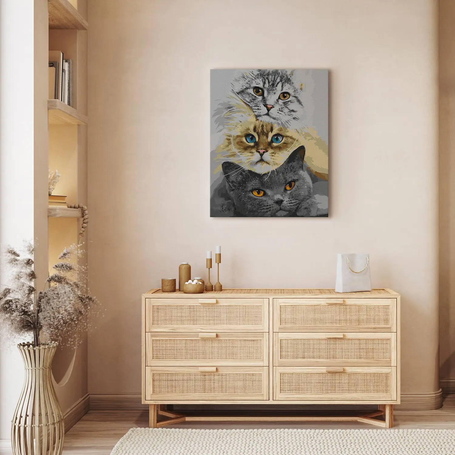 Kit De Pintura Por Números De 3 Gatos En Bañera Rosa – Lienzo 40x50 Cm, Con Pinceles Y Pigmentos Acrílicos, Decoración Para El Hogar, Fácil Para Principiantes