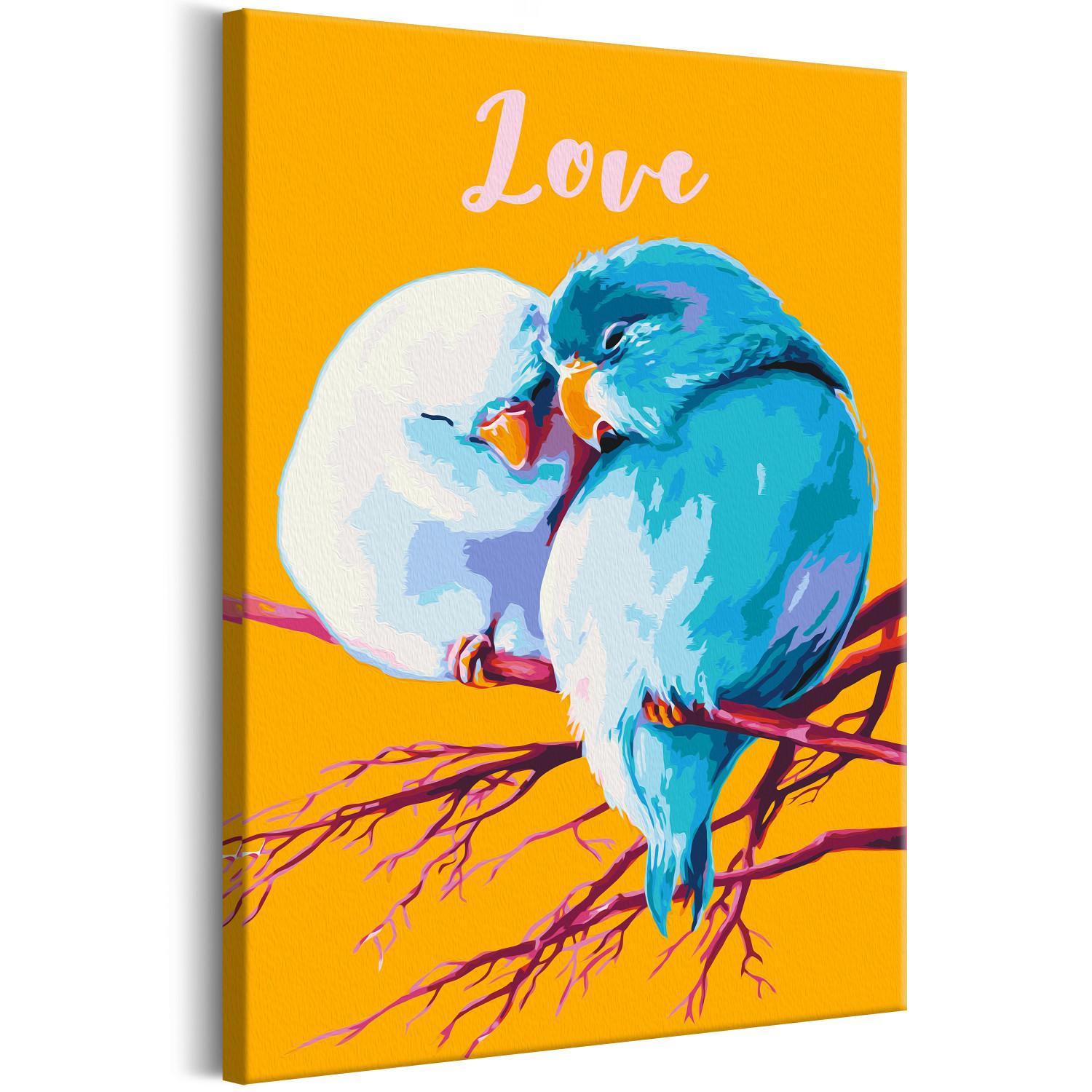 Cuadro para pintar con números Parrots in Love