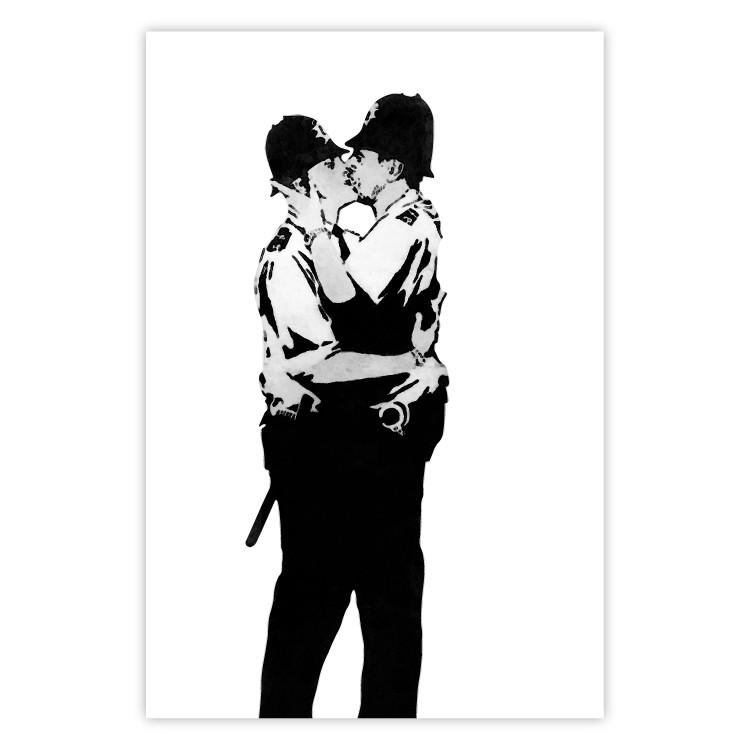 Kissing Coppers: dos figuras negras besándose, al estilo Banksy