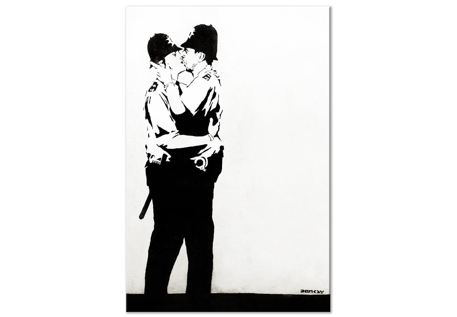 Cuadro moderno Dos policías besándose - gráfico de estilo de arte callejero juvenil