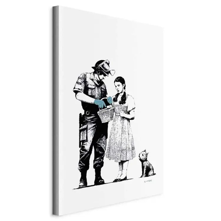 Chica, perro y policía - gráfico de estilo de arte callejero juvenil