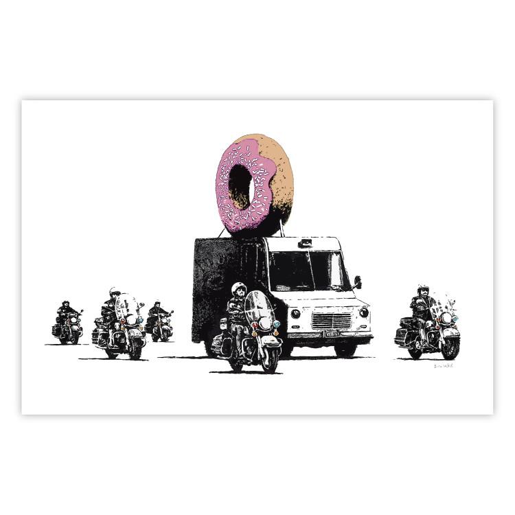 Policía de donuts: coche donut y moto de policía