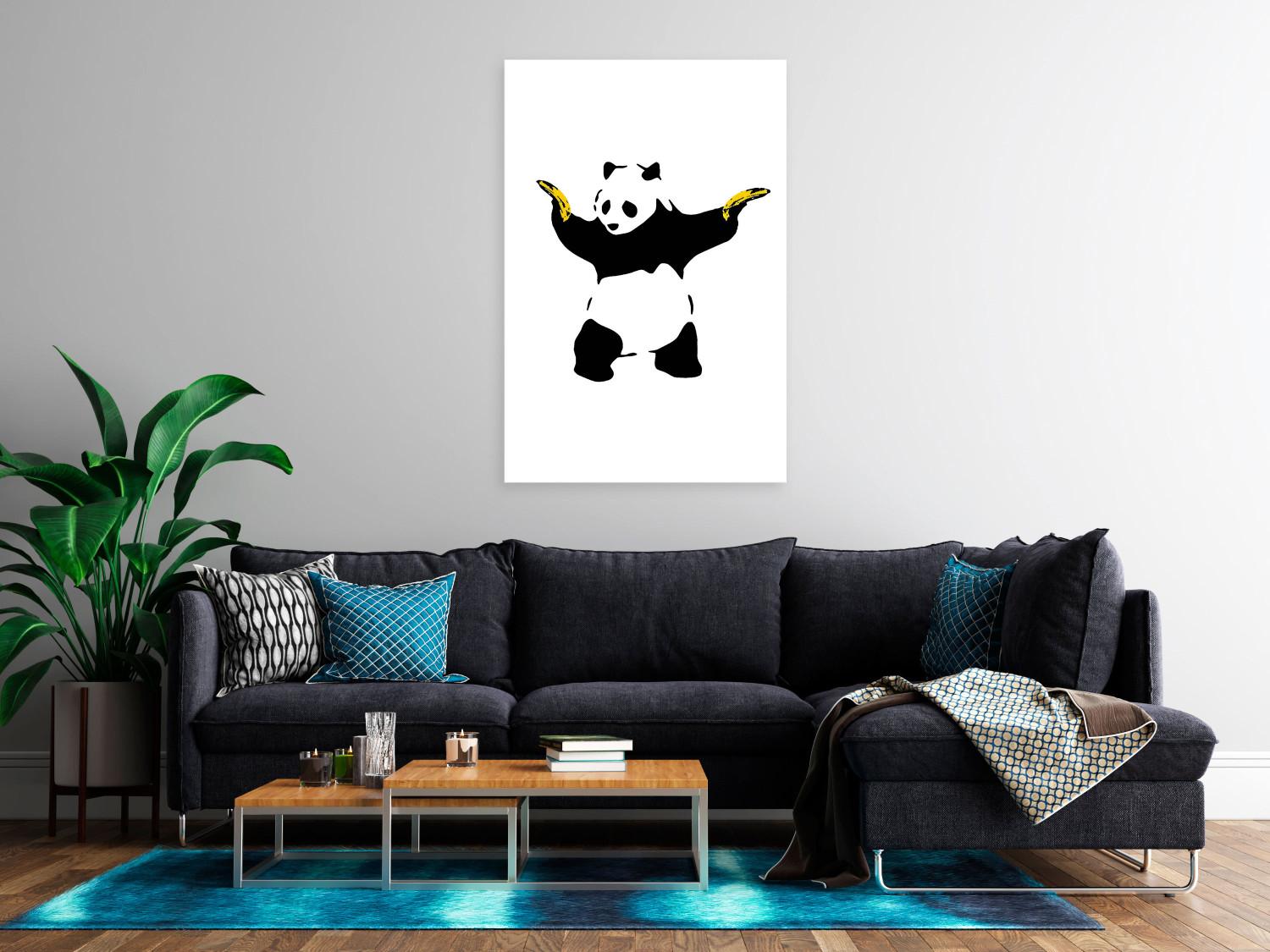 Cuadro Panda with guns (1 pieza) vertical - animal exótico con plátanos