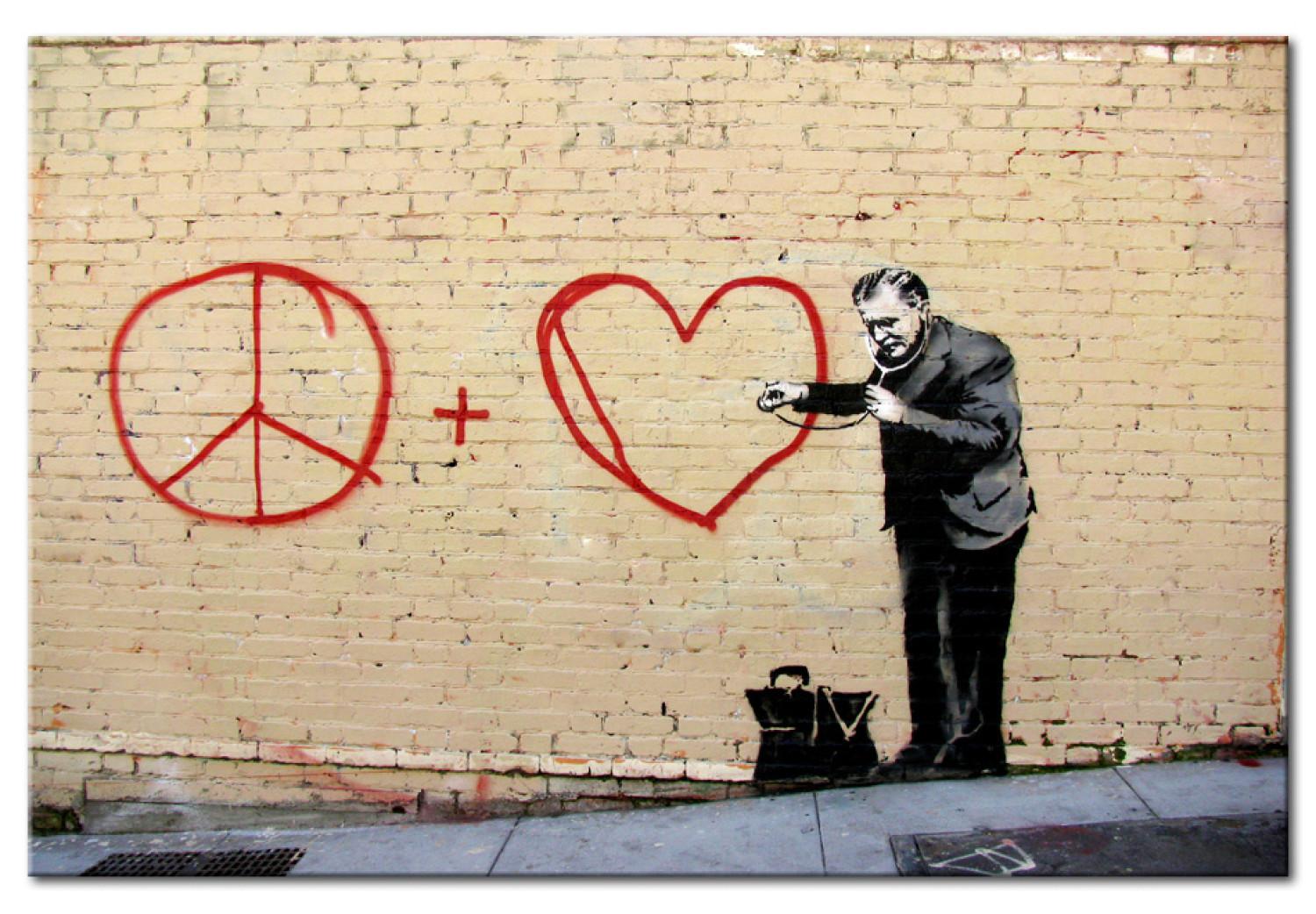 Cuadro decorativo Médico pacifista (Banksy) - en pared ladrillos