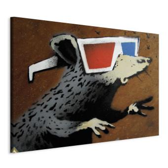 Cuadro decorativo Ratón con gafas 3D (Banksy) - arte callejero de un animal fantástico