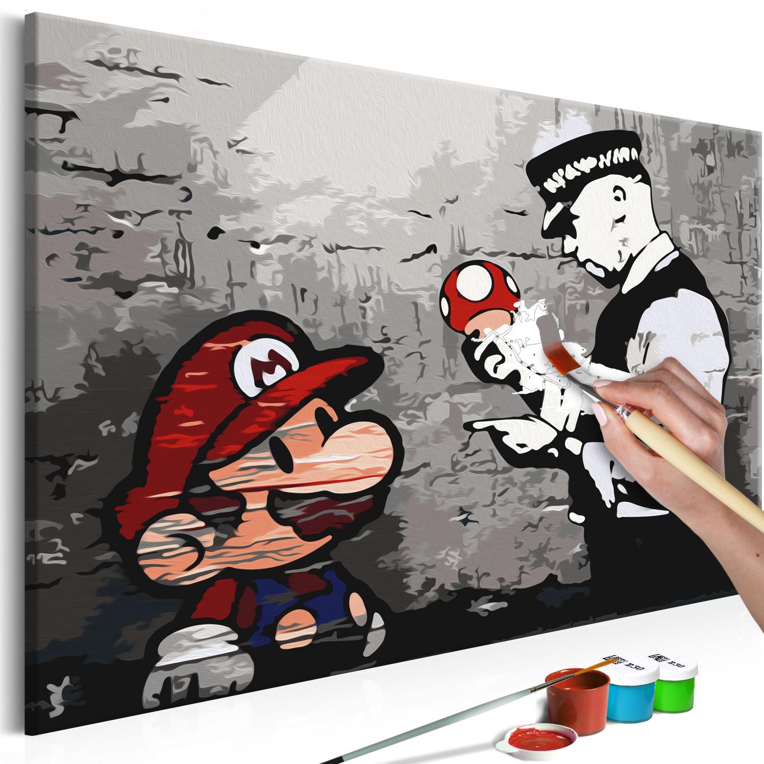 Dibujo para pintar con números Mario (Banksy)