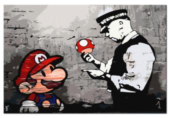  Dibujo para pintar con números Mario (Banksy)