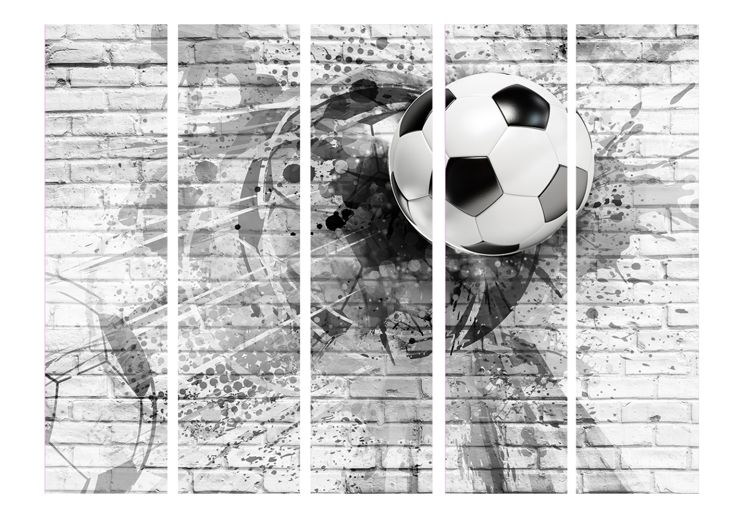 Biombo barato Dinámica del fútbol II (5 partes) - composición deportiva