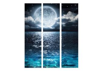 Biombo original Laguna Azul (3 partes) - luna llena en el cielo nocturno