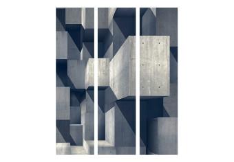 Biombo original Ciudad de hormigón (3-część) - abstracción geométrica en gris