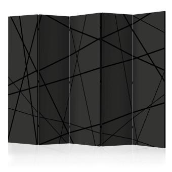 Biombo original Dark Cross II (5-część) - abstracción geométrica negra