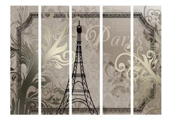 Biombo decorativo Vintage Paris - oro II (5-część) - Torre Eiffel y adornos