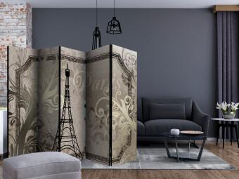 Biombo decorativo Vintage Paris - oro II (5-część) - Torre Eiffel y adornos