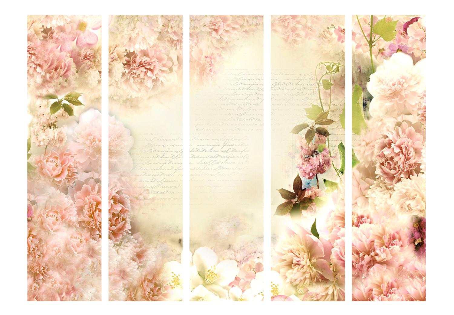 Biombo original Perfume de primavera II (5 partes) - collage romántico rosas