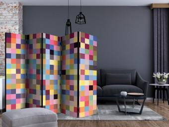 Biombo decorativo Gama completa de colores II (5 partes) - mosaico geométrico multicolor