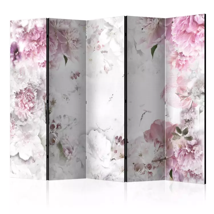 Peonías danzantes II (5 partes) - flores románticas fondo blanco