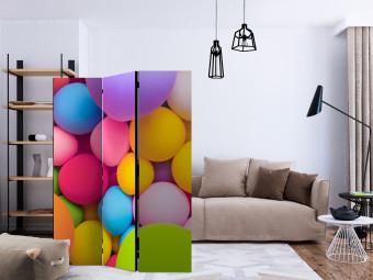 Biombo decorativo Bolas de colores (3 piezas) - formas geométricas multicolores en 3D