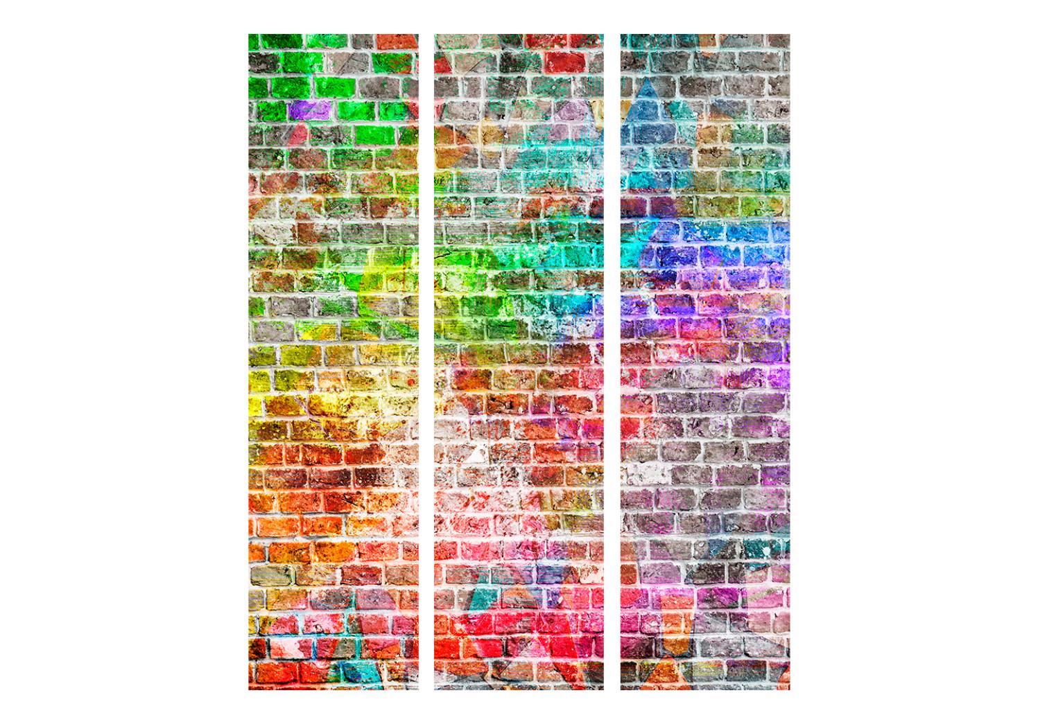 Biombo barato Pared arcoíris (3 piezas) - ladrillos de colores