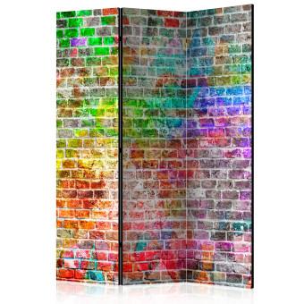Biombo barato Pared arcoíris (3 piezas) - ladrillos de colores