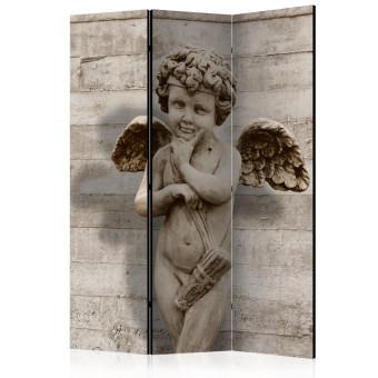 Biombo original Rostro angelical (3 piezas) - escultura sagrada de un niño con alas